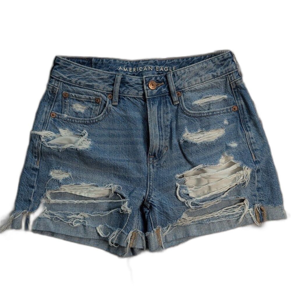 American Eagle Women's Tomgirl Short Distressed Denim Shorts Size 00